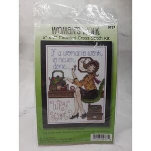 Design Works Counted Cross Stitch Kit Woman's Work 9787 Humor 5x7